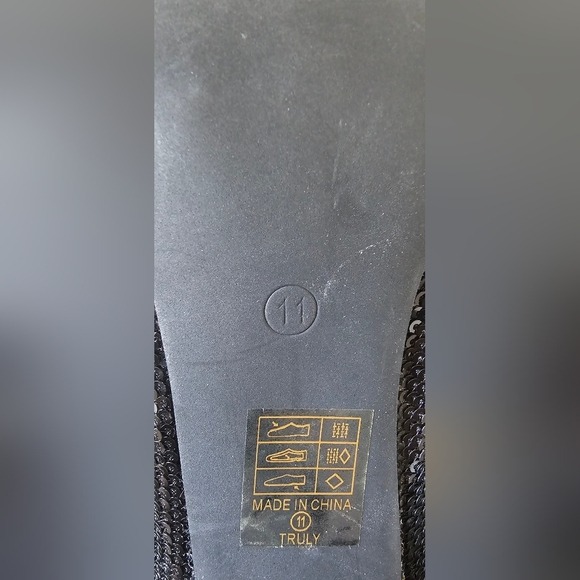 Size 11 Black Sequin Pointed Toe Slouch Boots - Picture 10 of 11